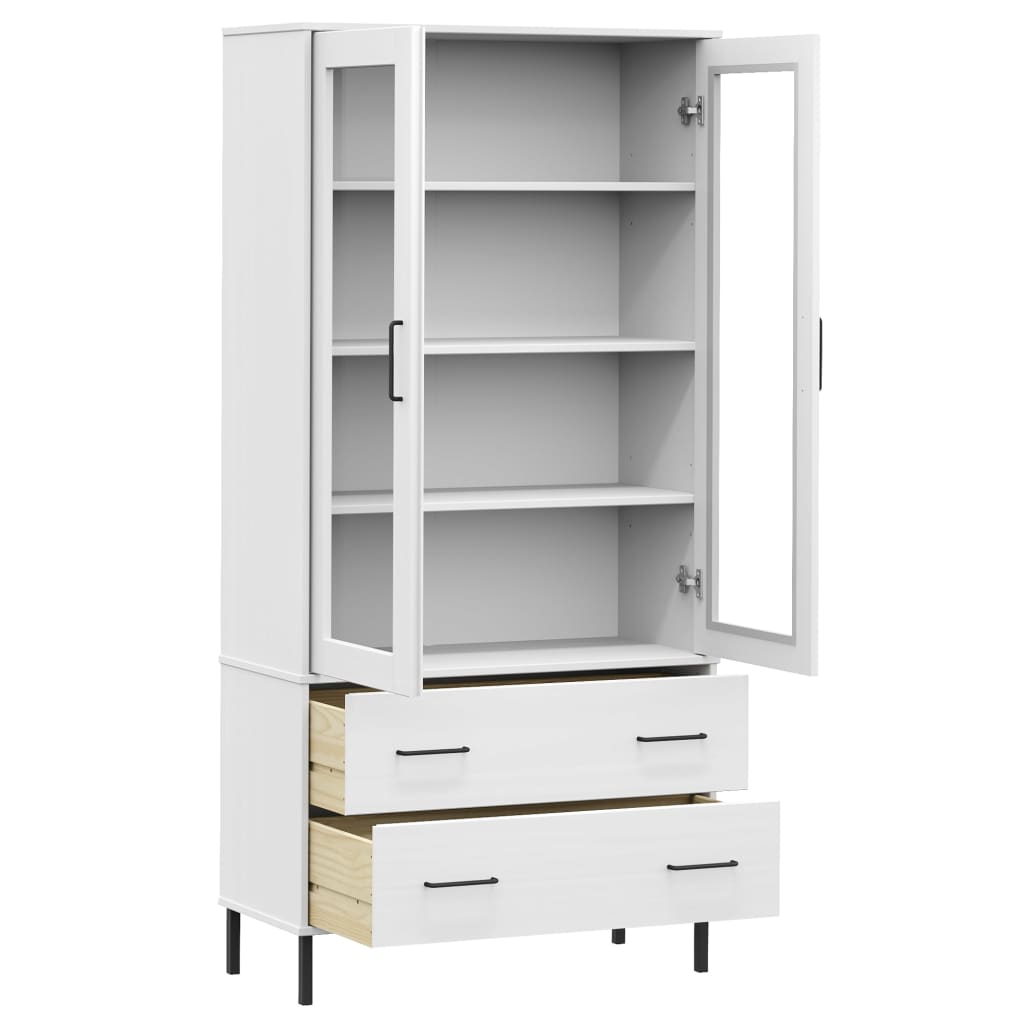 Libreria Gambe Metallo Bianco 85x35x172,5cm Legno Massello OSLO - homemem39