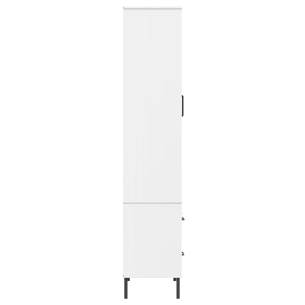 Libreria Gambe Metallo Bianco 85x35x172,5cm Legno Massello OSLO - homemem39