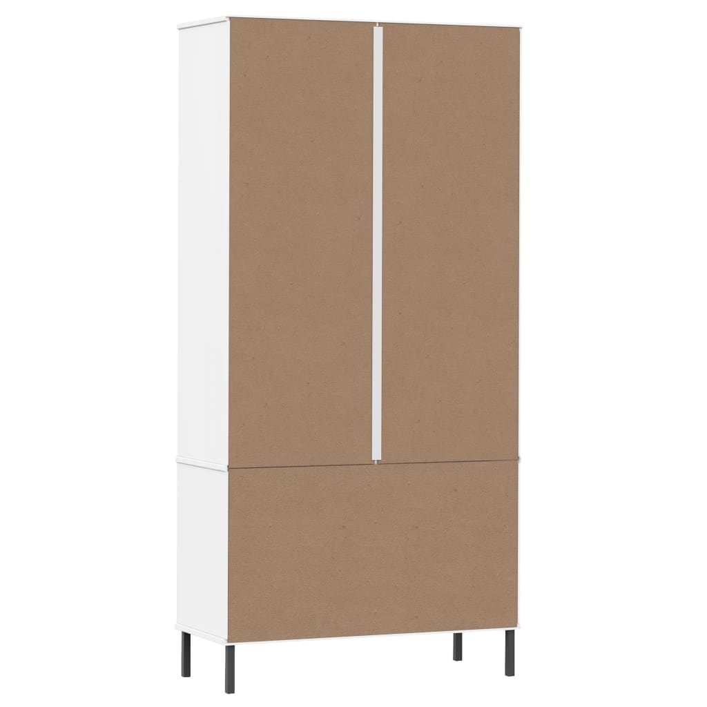 Libreria Gambe Metallo Bianco 85x35x172,5cm Legno Massello OSLO - homemem39