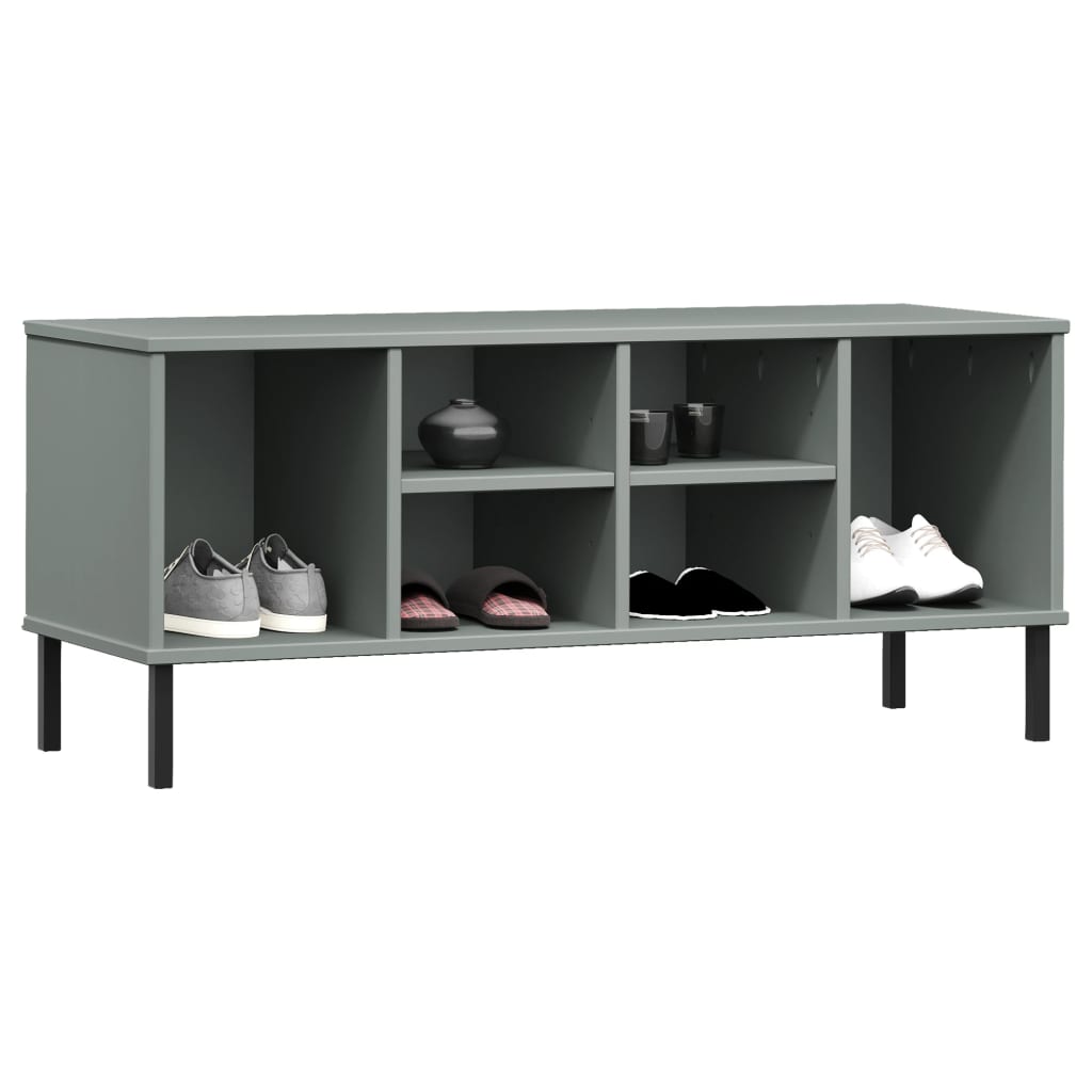 Scarpiera Gambe Metallo Grigio 106x35x45cm Legno Massello OSLO - homemem39