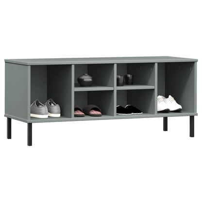 Scarpiera Gambe Metallo Grigio 106x35x45cm Legno Massello OSLO - homemem39