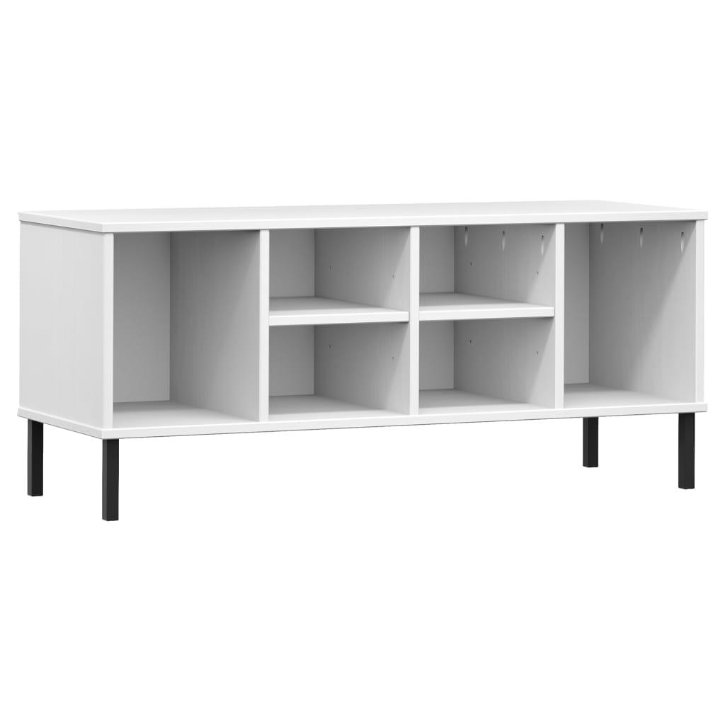 Scarpiera Gambe Metallo Bianco 106x35x45cm Legno Massello OSLO - homemem39