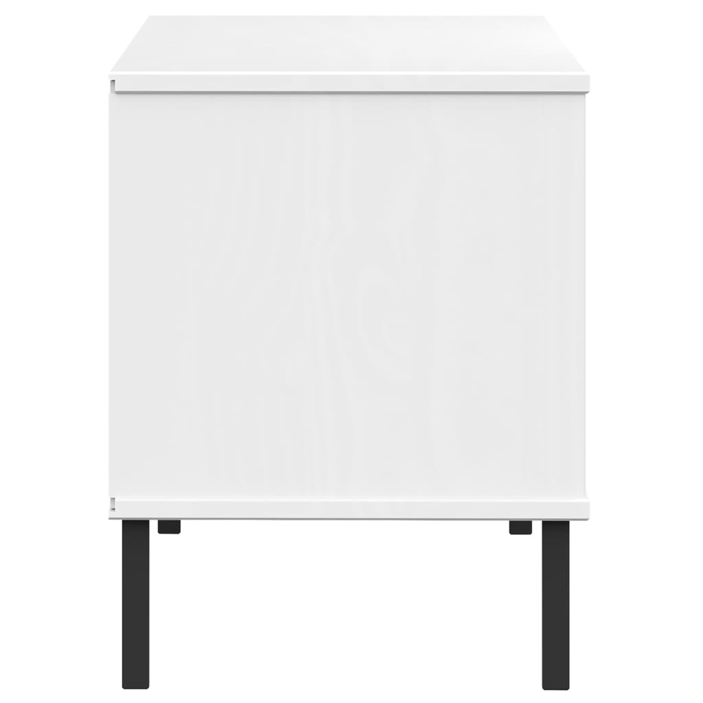 Scarpiera Gambe Metallo Bianco 106x35x45cm Legno Massello OSLO - homemem39