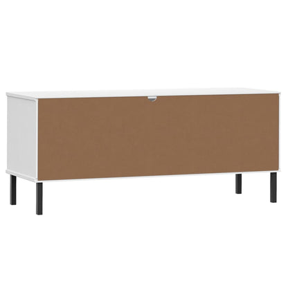 Scarpiera Gambe Metallo Bianco 106x35x45cm Legno Massello OSLO - homemem39
