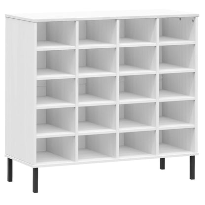 Scarpiera Gambe Metallo Bianco 95x35x86 cm Legno Massello OSLO