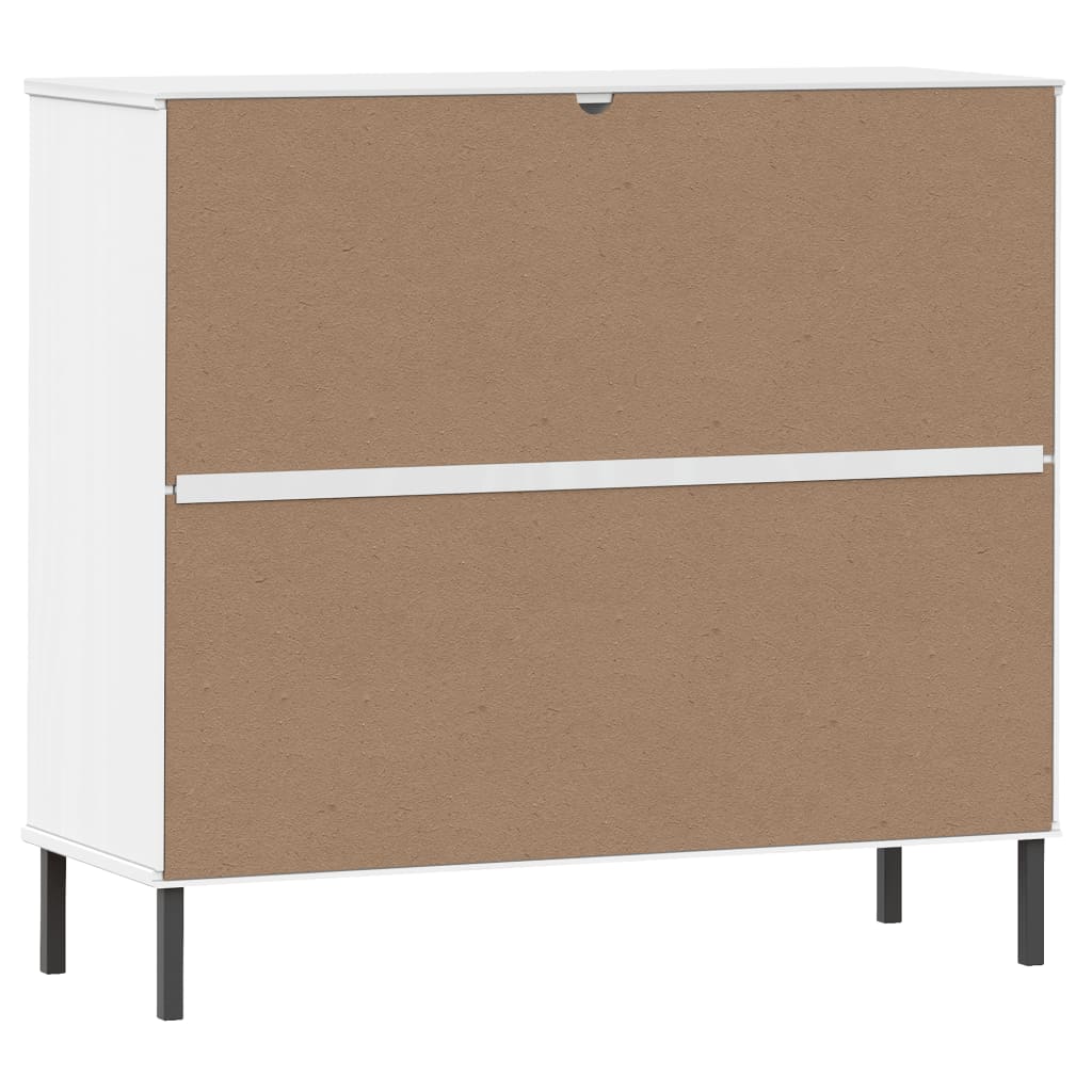 Scarpiera Gambe Metallo Bianco 95x35x86 cm Legno Massello OSLO