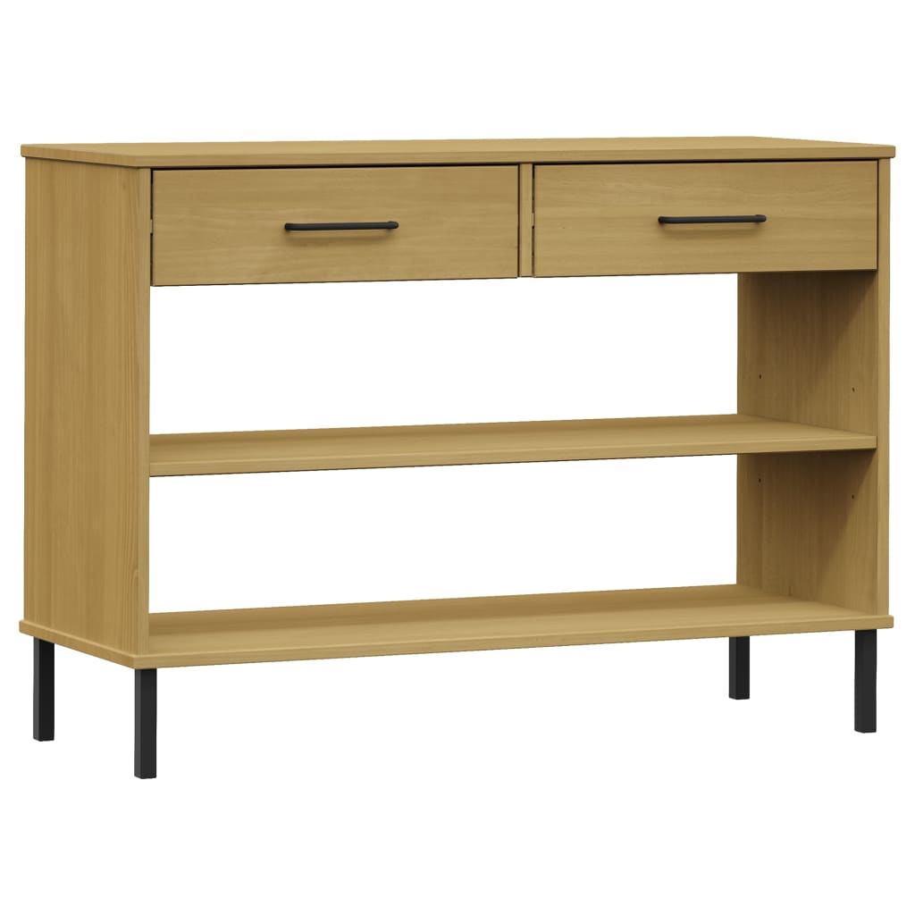 Mobile Consolle Gambe Metallo Marrone Legno Massello Pino OSLO | homemem39