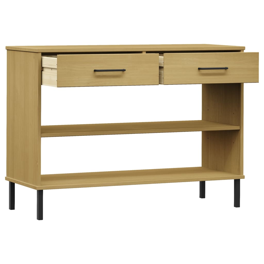 Mobile Consolle Gambe Metallo Marrone Legno Massello Pino OSLO | homemem39