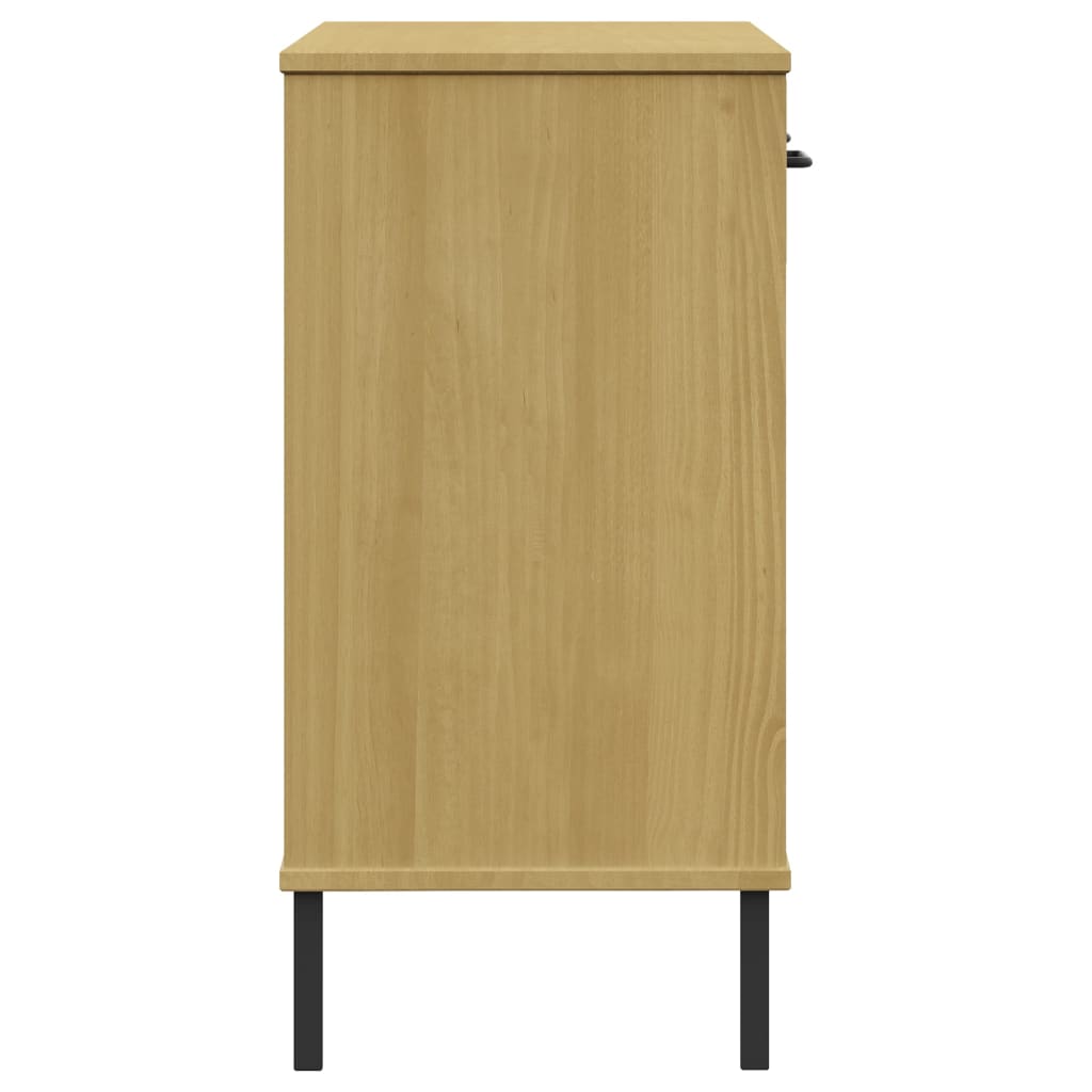 Mobile Consolle Gambe Metallo Marrone Legno Massello Pino OSLO | homemem39