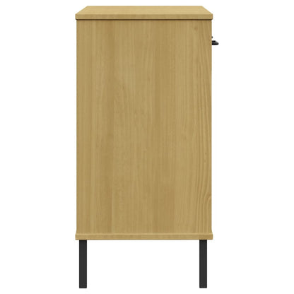 Mobile Consolle Gambe Metallo Marrone Legno Massello Pino OSLO | homemem39