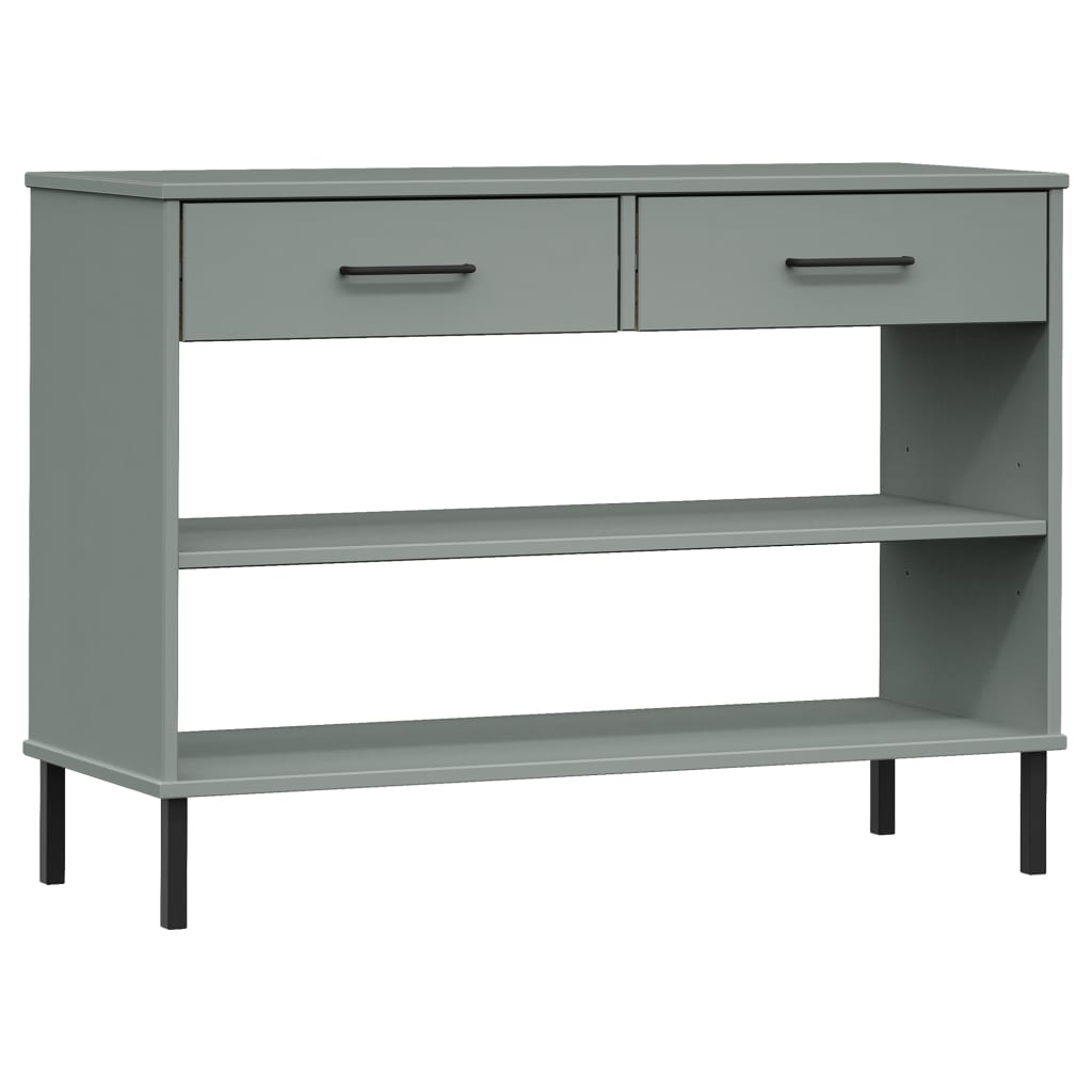 Mobile Consolle Gambe Metallo Grigio Legno Massello Pino OSLO | homemem39