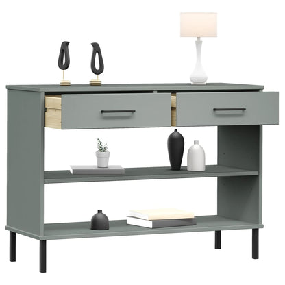 Mobile Consolle Gambe Metallo Grigio Legno Massello Pino OSLO | homemem39