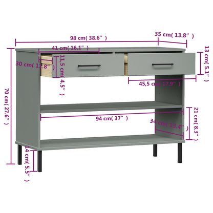 Mobile Consolle Gambe Metallo Grigio Legno Massello Pino OSLO | homemem39