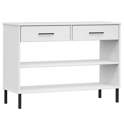 Mobile Consolle Gambe Metallo Bianco Legno Massello Pino OSLO | homemem39