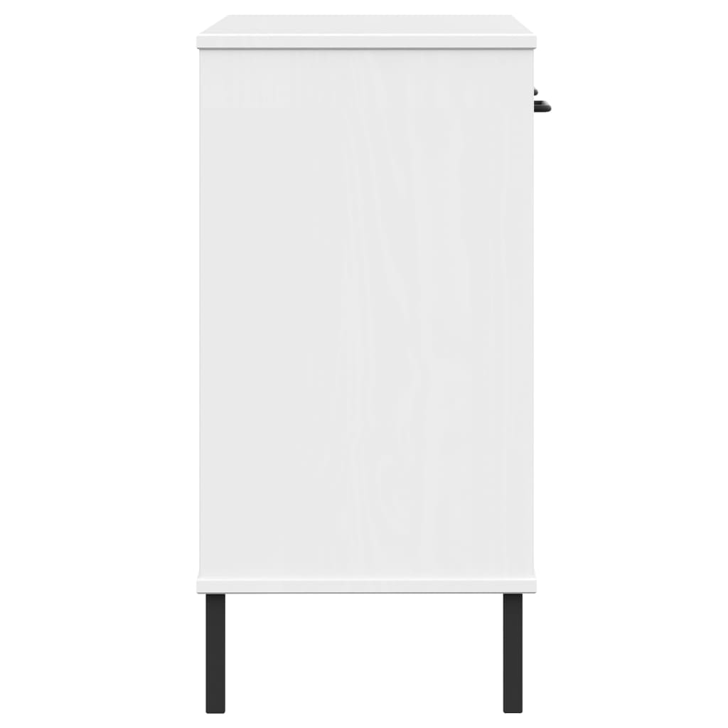 Mobile Consolle Gambe Metallo Bianco Legno Massello Pino OSLO | homemem39