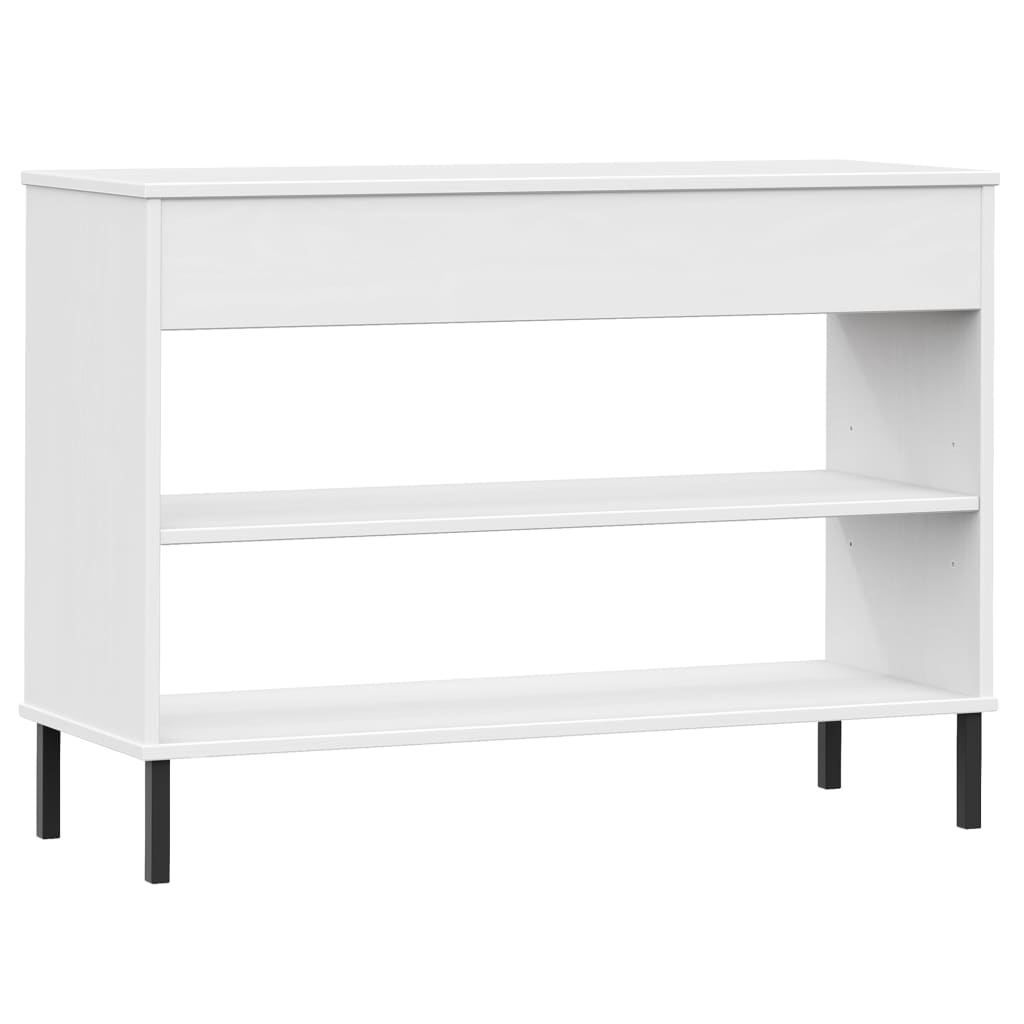 Mobile Consolle Gambe Metallo Bianco Legno Massello Pino OSLO | homemem39