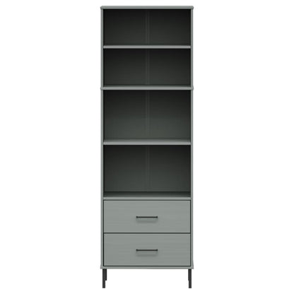 Libreria con 2 Cassetti Grigio 60x35x180 cm Legno Massello OSLO - homemem39