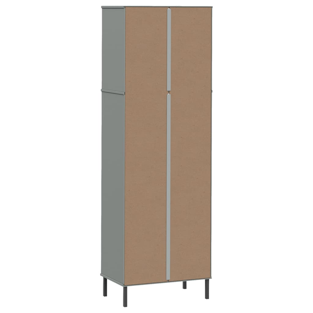 Libreria con 2 Cassetti Grigio 60x35x180 cm Legno Massello OSLO - homemem39