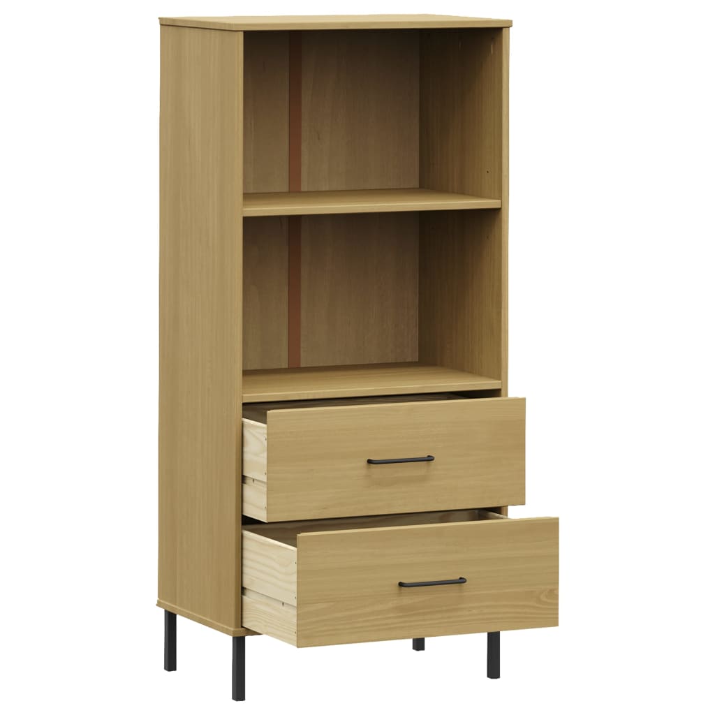 Libreria 2 Cassetti Marrone 60x35x128,5 cm Legno Massello OSLO | homemem39