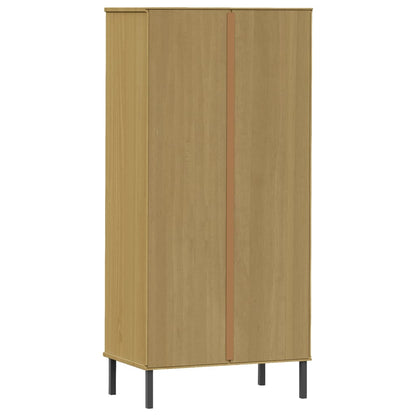 Libreria 2 Cassetti Marrone 60x35x128,5 cm Legno Massello OSLO | homemem39