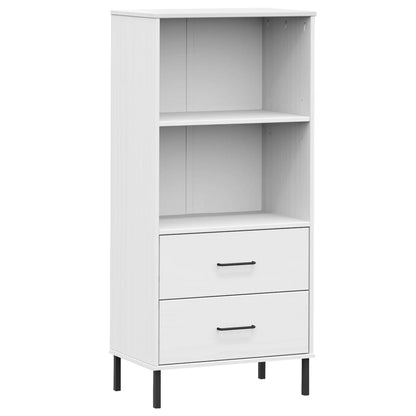 Libreria 2 Cassetti Bianco 60x35x128,5 cm Legno Massello OSLO | homemem39