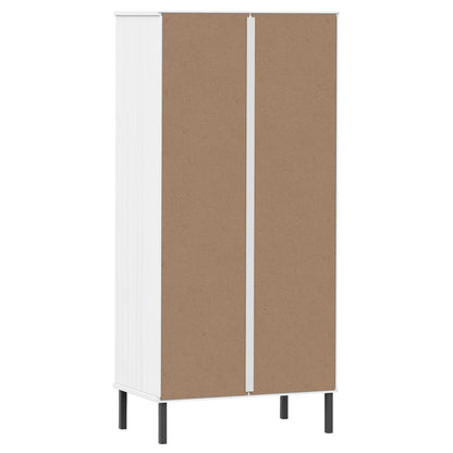 Libreria 2 Cassetti Bianco 60x35x128,5 cm Legno Massello OSLO | homemem39