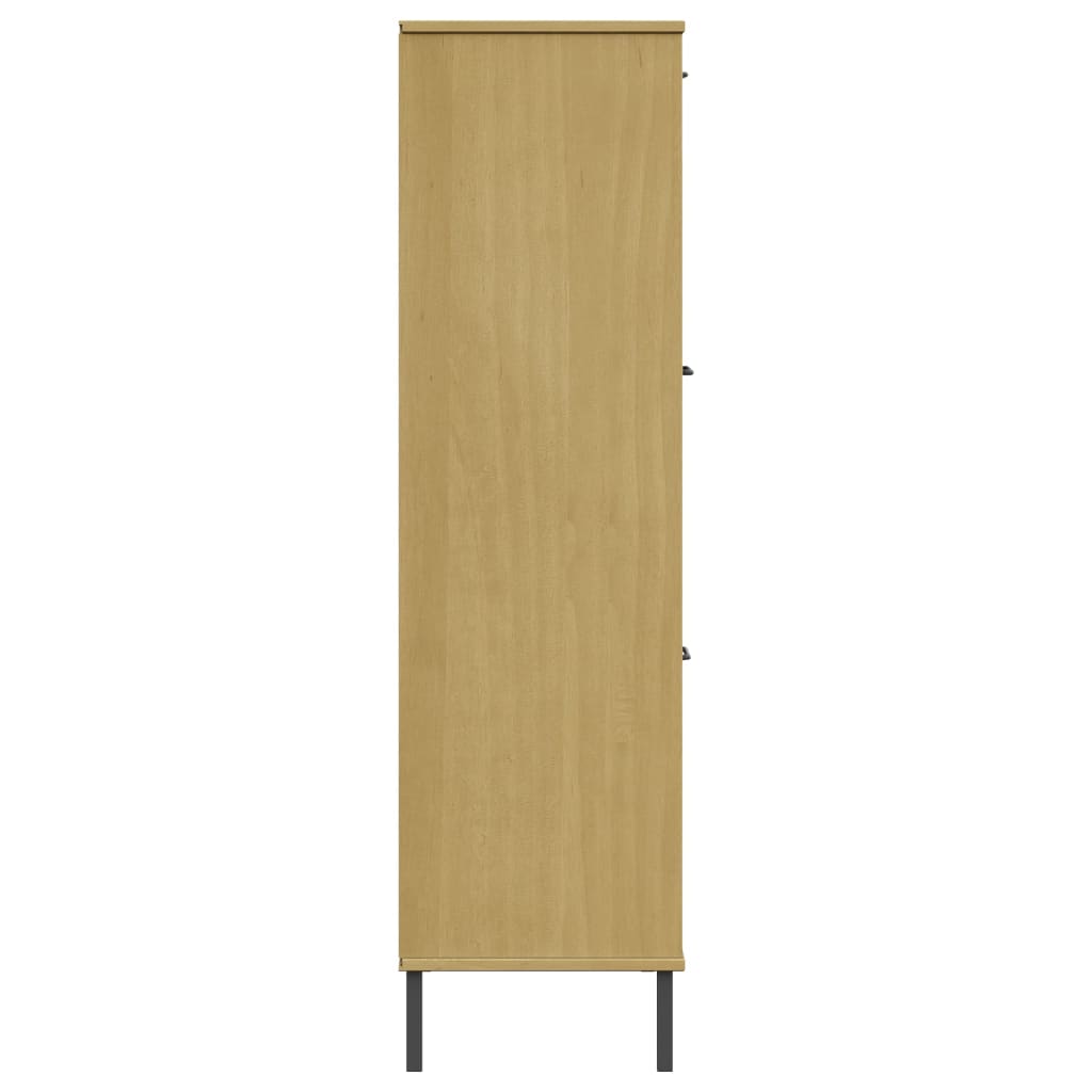 Libreria con Gambe Metallo Marrone 90x35x128,5 cm Massello OSLO | homemem39