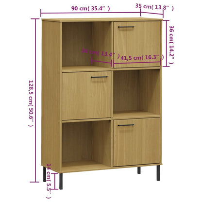 Libreria con Gambe Metallo Marrone 90x35x128,5 cm Massello OSLO | homemem39