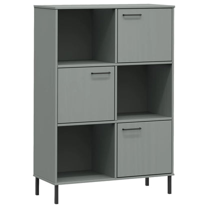 Libreria con Gambe Metallo Grigio 90x35x128,5 cm Massello OSLO | homemem39