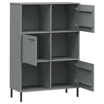 Libreria con Gambe Metallo Grigio 90x35x128,5 cm Massello OSLO | homemem39