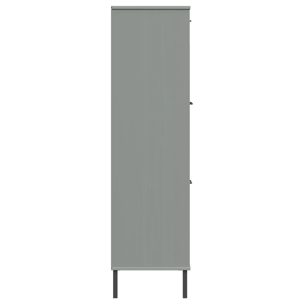 Libreria con Gambe Metallo Grigio 90x35x128,5 cm Massello OSLO | homemem39