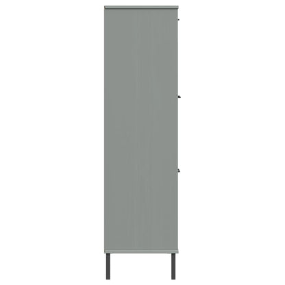 Libreria con Gambe Metallo Grigio 90x35x128,5 cm Massello OSLO | homemem39