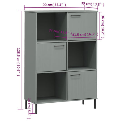 Libreria con Gambe Metallo Grigio 90x35x128,5 cm Massello OSLO | homemem39