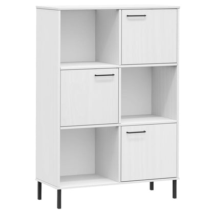 Libreria Gambe Metallo Bianco 90x35x128,5cm Legno Massello OSLO | homemem39