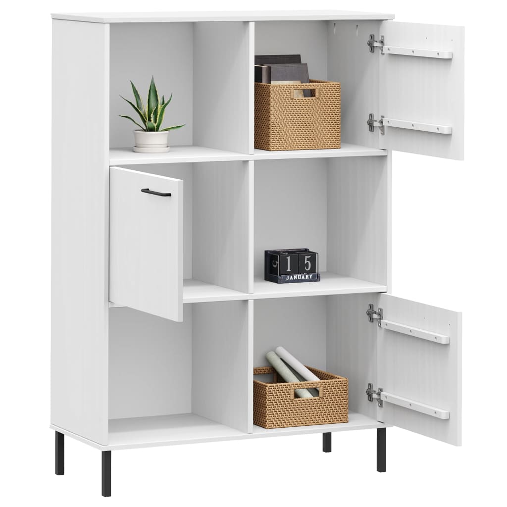 Libreria Gambe Metallo Bianco 90x35x128,5cm Legno Massello OSLO | homemem39