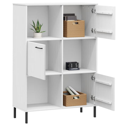 Libreria Gambe Metallo Bianco 90x35x128,5cm Legno Massello OSLO