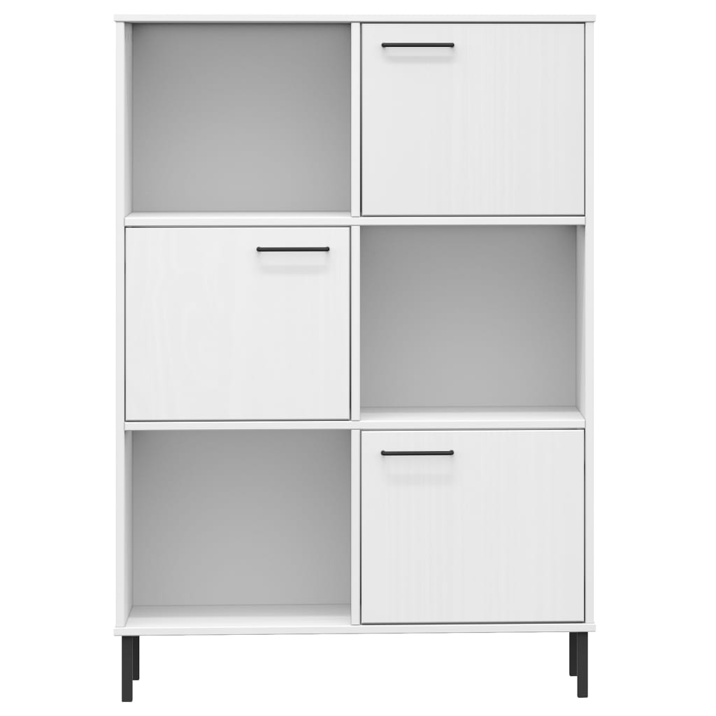 Libreria Gambe Metallo Bianco 90x35x128,5cm Legno Massello OSLO