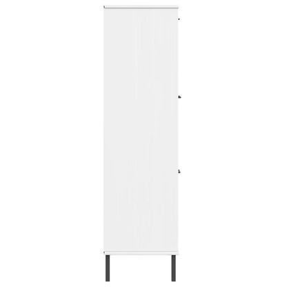 Libreria Gambe Metallo Bianco 90x35x128,5cm Legno Massello OSLO | homemem39