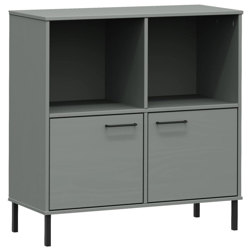 Libreria Gambe Metallo Grigio 90x35x90,5 cm Legno Massello OSLO | homemem39