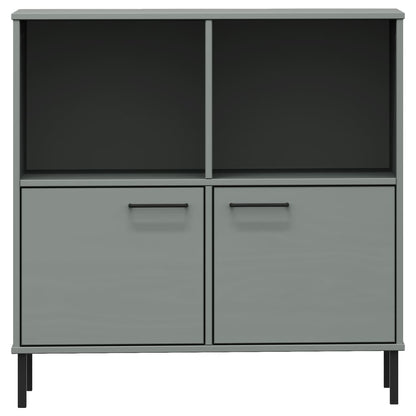 Libreria Gambe Metallo Grigio 90x35x90,5 cm Legno Massello OSLO