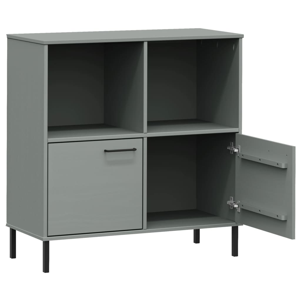 Libreria Gambe Metallo Grigio 90x35x90,5 cm Legno Massello OSLO | homemem39