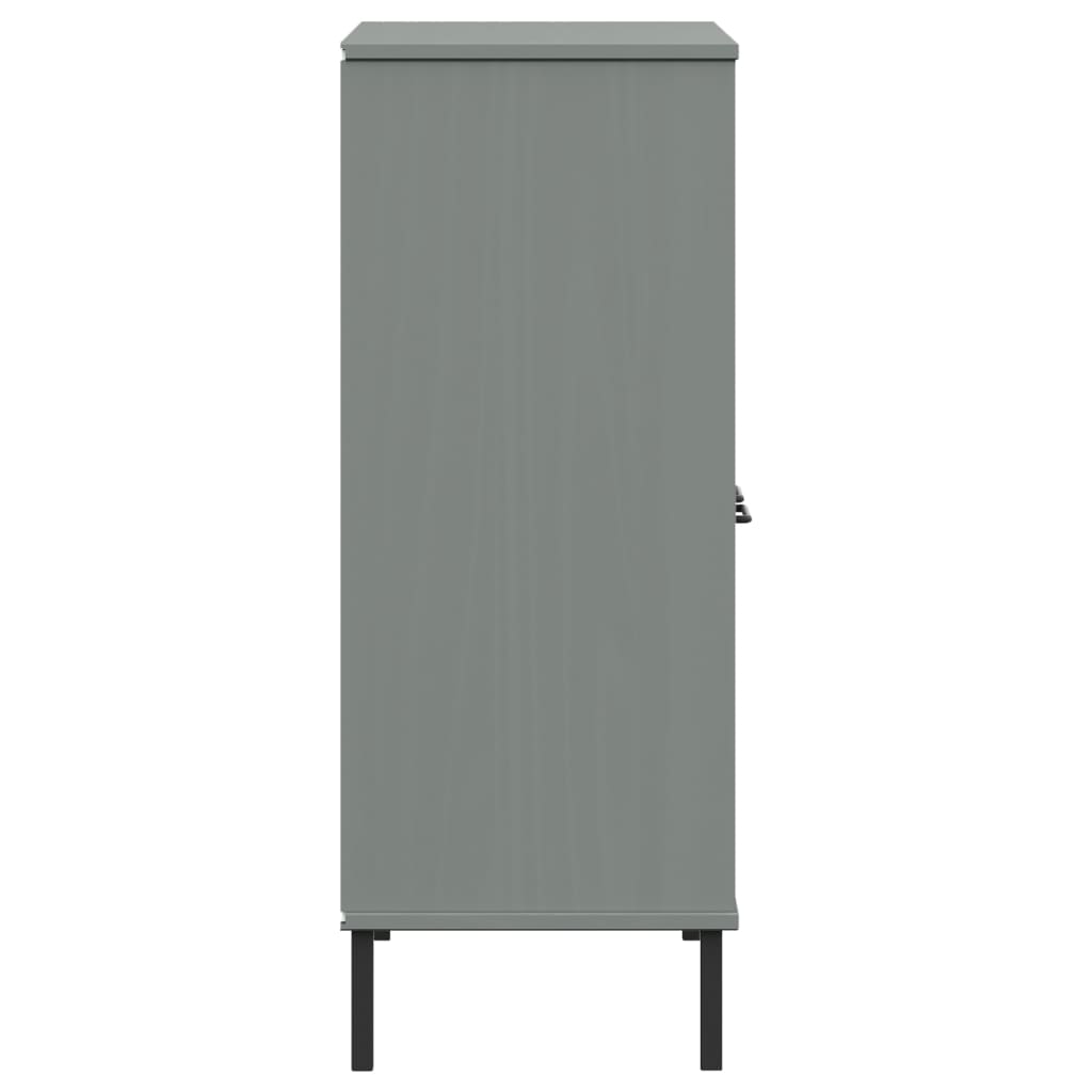 Libreria Gambe Metallo Grigio 90x35x90,5 cm Legno Massello OSLO | homemem39