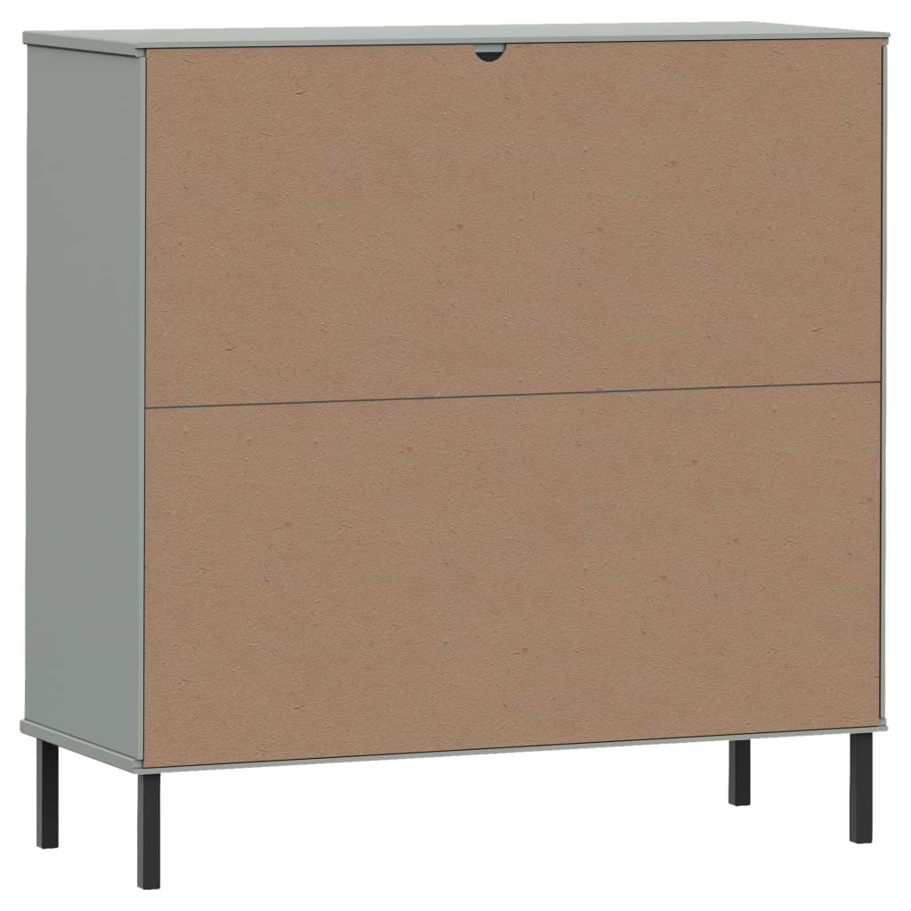 Libreria Gambe Metallo Grigio 90x35x90,5 cm Legno Massello OSLO | homemem39