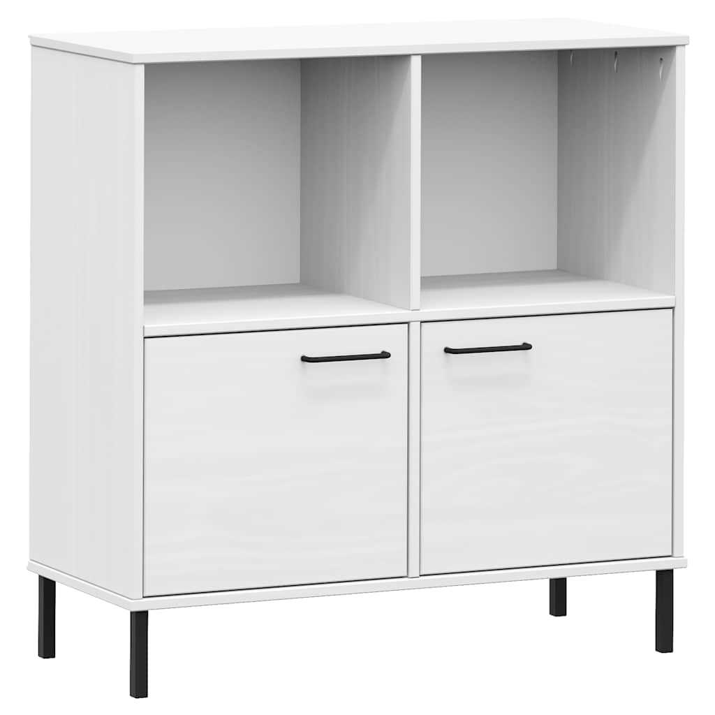 Libreria Gambe Metallo Bianco 90x35x90,5 cm Legno Massello OSLO | homemem39