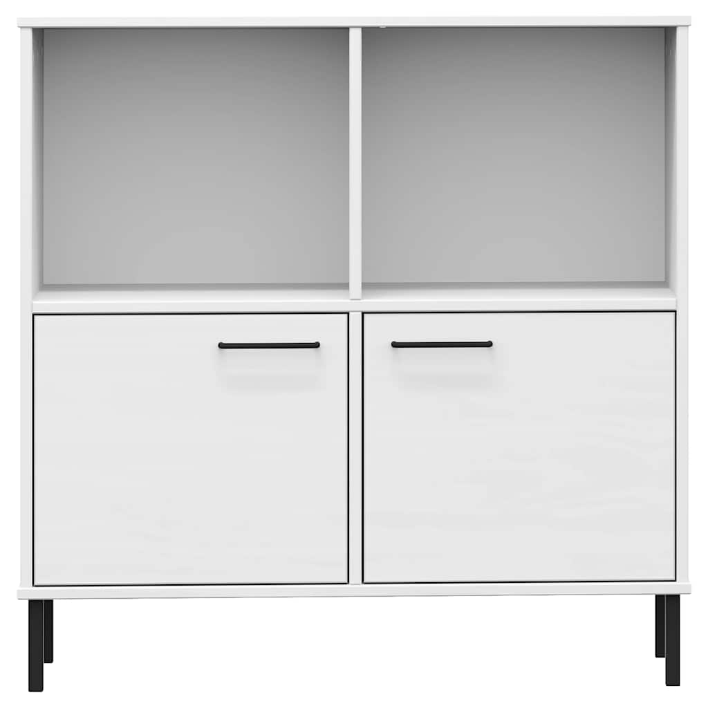 Libreria Gambe Metallo Bianco 90x35x90,5 cm Legno Massello OSLO