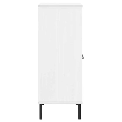 Libreria Gambe Metallo Bianco 90x35x90,5 cm Legno Massello OSLO | homemem39