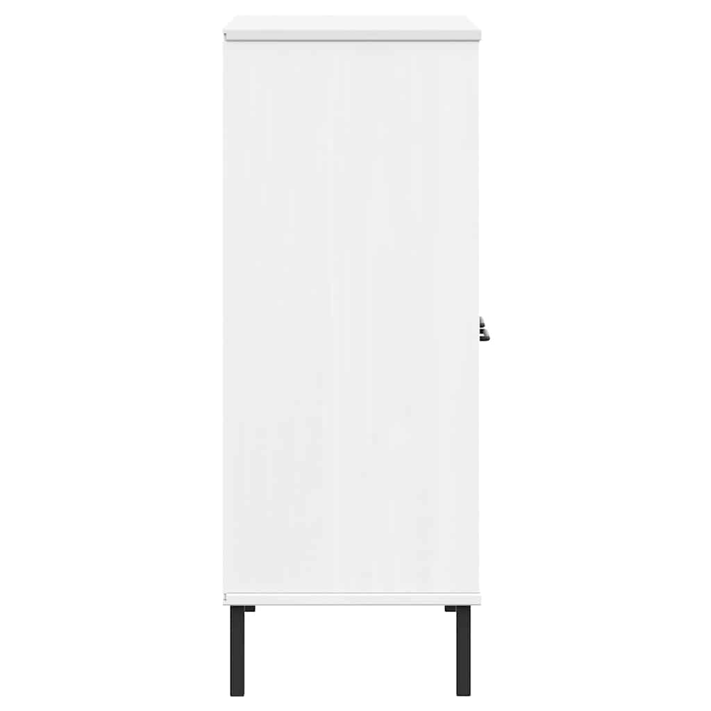 Libreria Gambe Metallo Bianco 90x35x90,5 cm Legno Massello OSLO