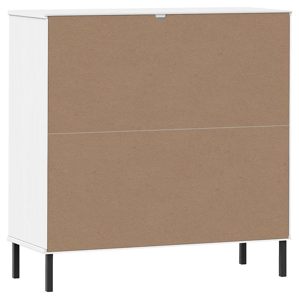 Libreria Gambe Metallo Bianco 90x35x90,5 cm Legno Massello OSLO | homemem39