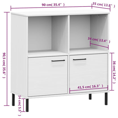 Libreria Gambe Metallo Bianco 90x35x90,5 cm Legno Massello OSLO | homemem39