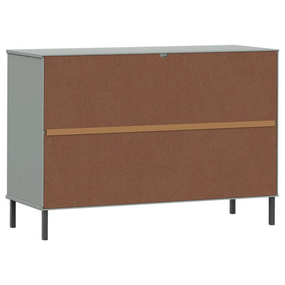Credenza Gambe Metallo Grigio 113x40x77 cm Legno Massello OSLO - homemem39